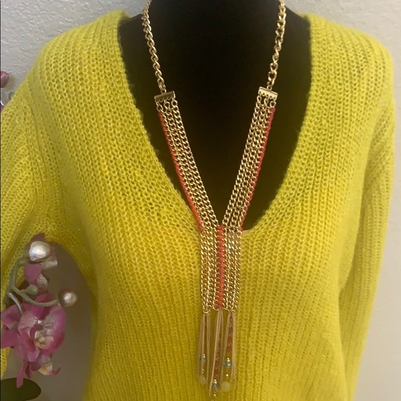 Lime v-neck knit oversize sweater - Picture 5 of 5